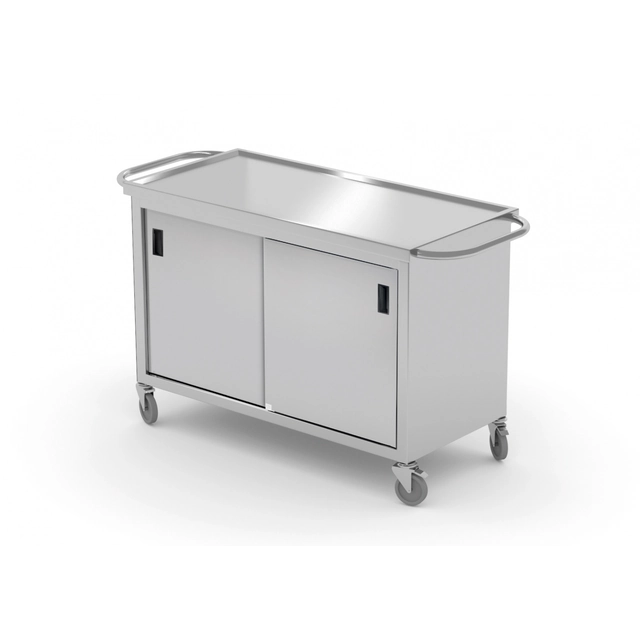 Carrello ristorazione in acciaio inox con mobiletto 100x60x85 Porta scorrevole Polgast 440106