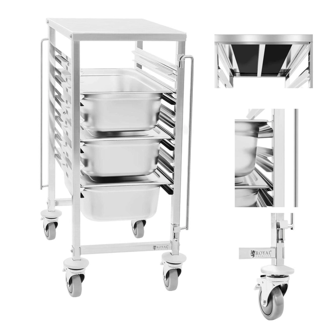 Carrinho de catering com prateleira para transporte de contentores 6x GN1/1