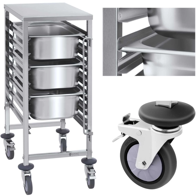 Carrinho de transporte de catering para contentores 7x GN1/1 capacidade de carga até50kg