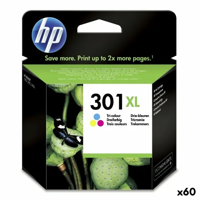 Cartucho de tinta HP original 301XL tricolor (60 peças)