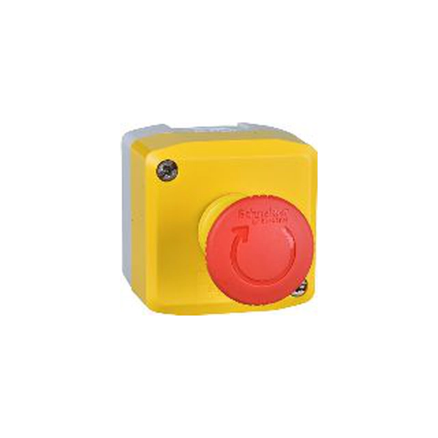Casetă Schneider Electric cu buton de siguranță pentru rotire 1Z 1R galben IP65 (XALK178E)