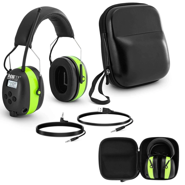 Casque brouilleur de protection actif insonorisé avec radio AUX MP3 Bluetooth - vert