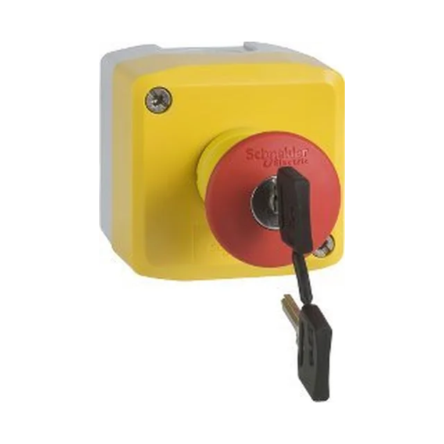 Cassete elétrica Schneider com botão de cogumelo O40 desbloqueada com chave 1Z+2R XALK188G