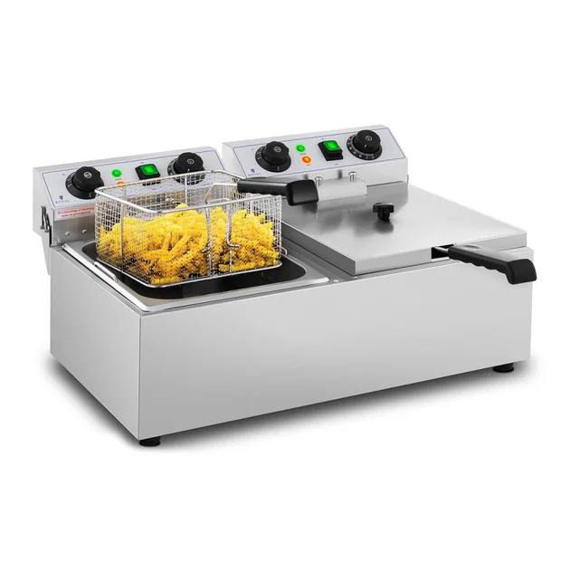 Catering-Doppelfritteuse mit Timer 2x10L Inox