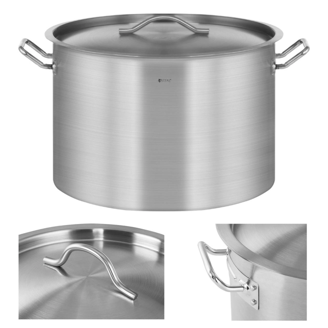 Catering pot with lid, stainless steel, for induction cooker, 113 L