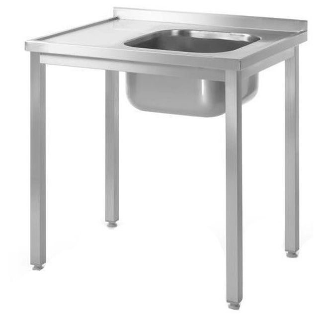 Catering-Tisch aus Stahl mit Spüle ohne Ablage 100x60 (P) Hendi 811573