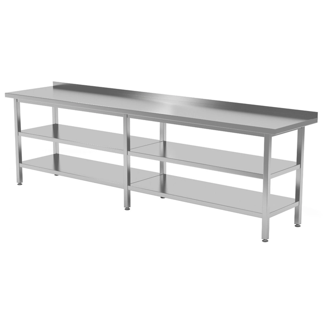 Cateringbord i rostfritt stål med 2 hyllor 200x60x85 Polgast 103206/2-6