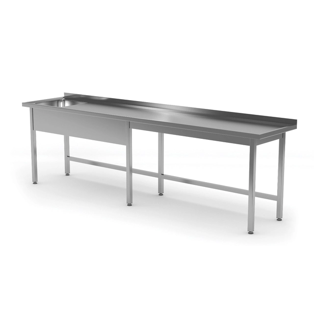 Cateringbord i rostfritt stål med diskho 230x60x85 Polgast 211236-6