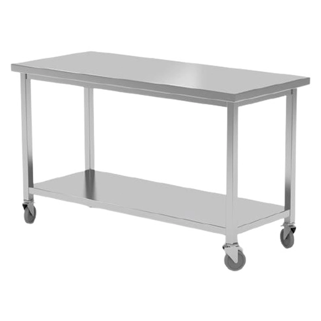 Cateringbord i rostfritt stål med hjul 120x60 Hendi 815793