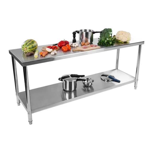 Cateringbord med hylde 200x60cm