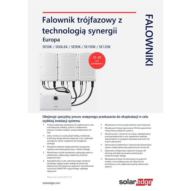 SOLAR EDGE SE100K - RW00IBNM4 + 3 x SESUK- RW00INNN4 SYNERGY TECHNOLOGY