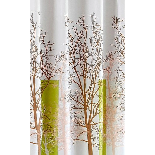 Aqualine Shower curtain 180x180cm, polyester, white / green, tree, ZP009 / 180
