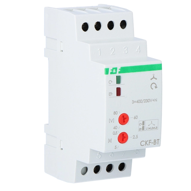 Phase sequence and phase loss sensor CKF-BT contact:1Z ,I=10A,regulowany response time 0,5-15 knot.,2 modules