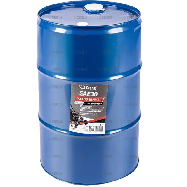 CEDRUS ENGINE OIL SAE30 BARREL 60L FOR ENGINES OF LAWNMOWERS TRACTORS GENERATORS ROTATING TILLERS SWEEPERS NAC, OLEO-MAC, STIHL, B&S Briggs & Stratton, HONDA, SUBARU etc. for four-stroke engines - EWIMAX -