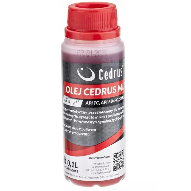 CEDRUS MIX 0.1L 100ML 2-SUW ÓLEO DE MOTOR PARA GASOLINA MISTURA DE COMBUSTÍVEL para motores de dois tempos Kos Serras Sopradores Aparadores Tesouras Podadores Pulverizadores etc.