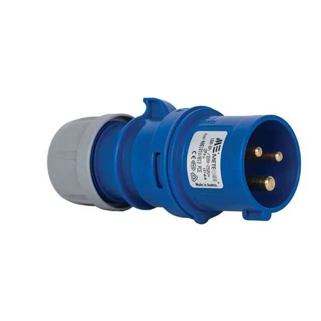 CEE single-phase plug plug 3 poly 2P+PE 16A 6h blue 230V IP44 furniture with cable assembly