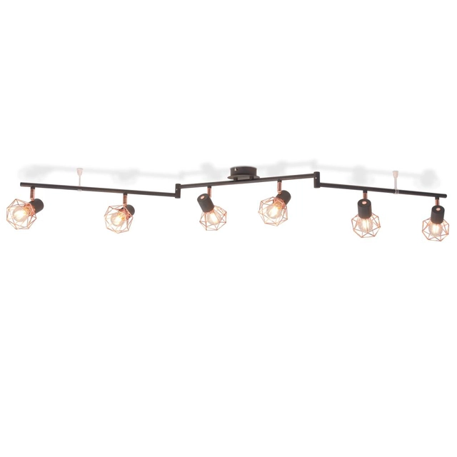 Ceiling luminaire with 6 covers, e14, black and copper color.