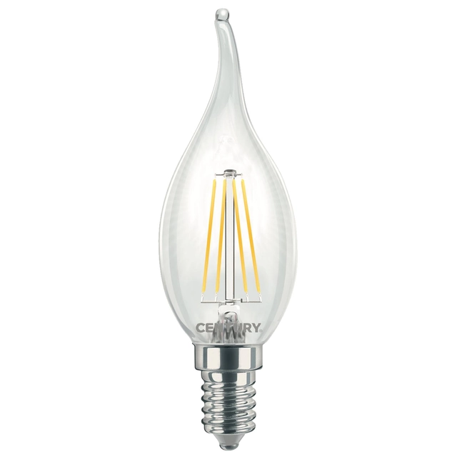 CEN INM1C-041427 LED FILAMENT CANDLE FLAME CLEAR 4W E14 2700K 470Lm 360d 35x118mm IP20 - CENTURY