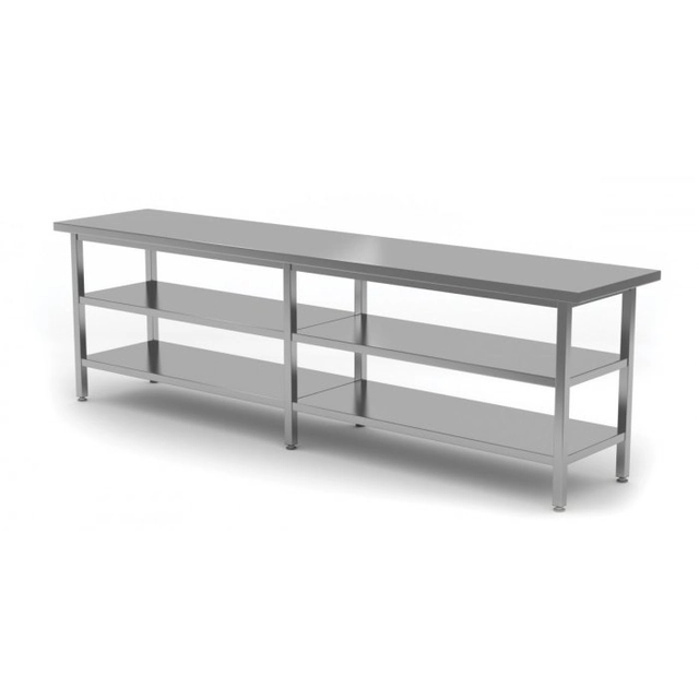 Central table with two shelves 2500 x 800 x 850 mm POLGAST 112258/2-6 112258/2-6