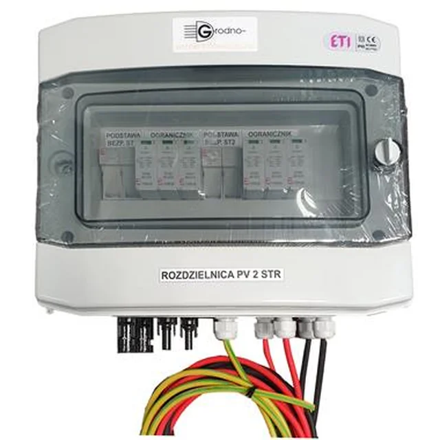 CENTRALITA PV DC 2 SECCIONES 2X LIMITADOR PV ETI T1+2 1000V DC, 2X ETI INTERRUPTOR FUSIBLE