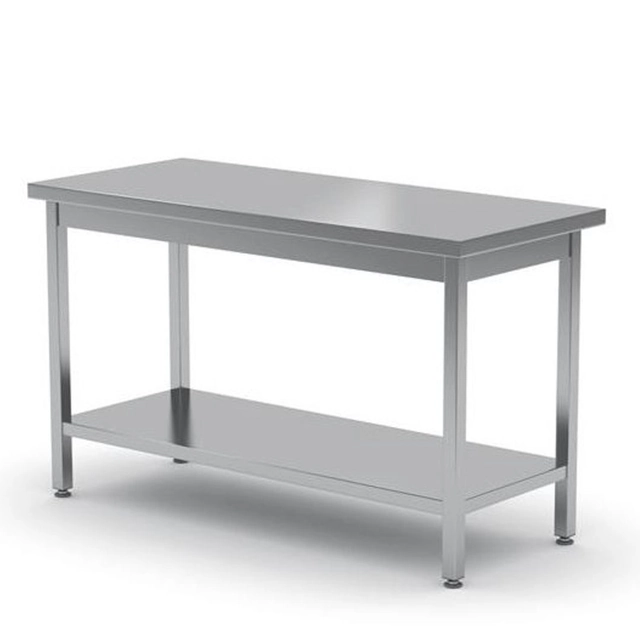 Centrálny oceľový pracovný stôl s policou 140x60cm - Hendi 811535
