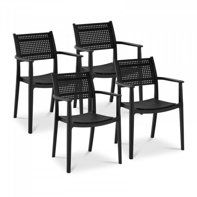 Chairs - 4 pcs. - Royal Catering - up to 150 kg - openwork backrests - armrests - black ROYAL CATERING 10012385 RCFU_07
