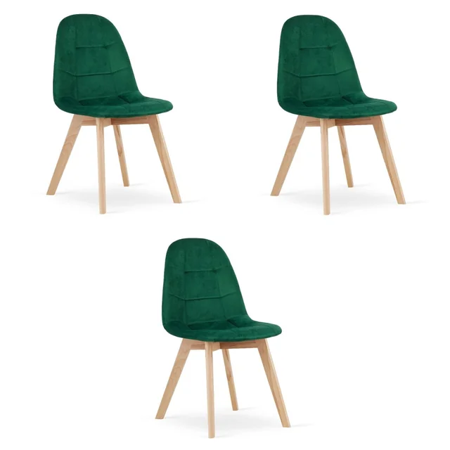 Chaise BORA - velours vert foncé x 3