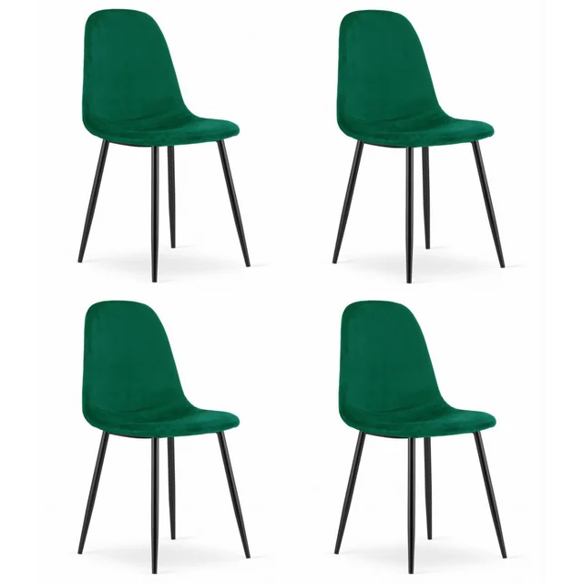 Chaise COMO - velours vert foncé x 4