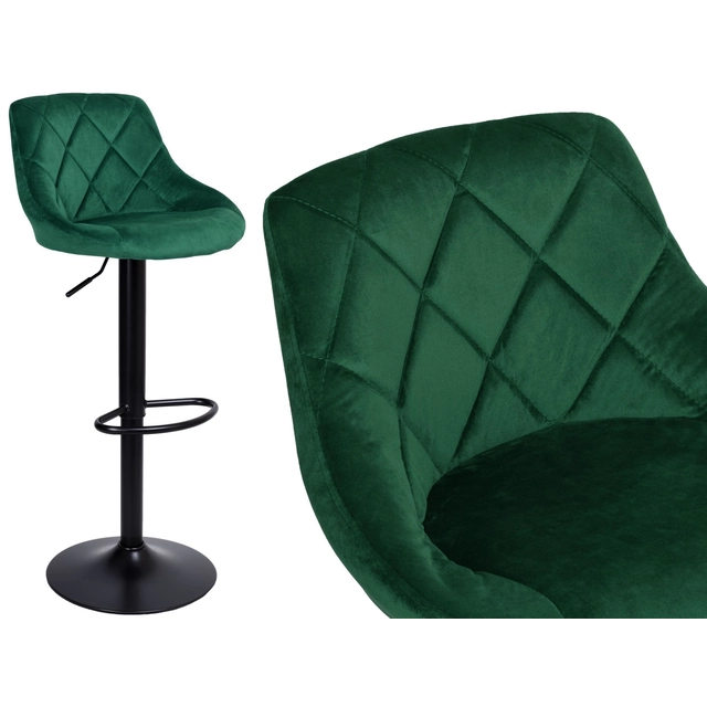 Chaise de bar en velours CYDRO NOIR, VELOURS vert foncé