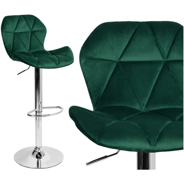 Chaise de bar en velours GORDON, vert foncé VELVET