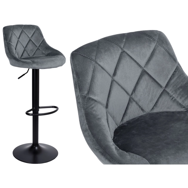 Chaise de bar graphite velours CYDRO NOIR