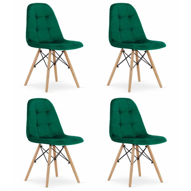 Chaise DUMO - velours vert foncé x 4