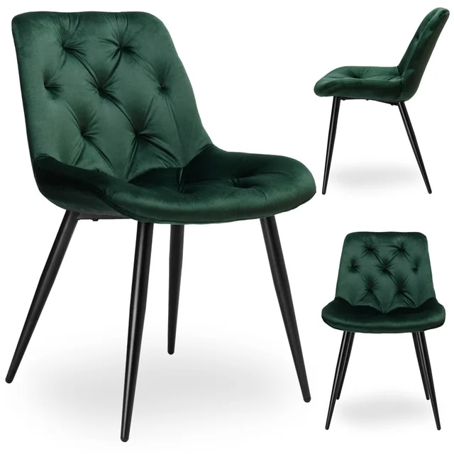 Chaise ELIOT en velours vert foncé