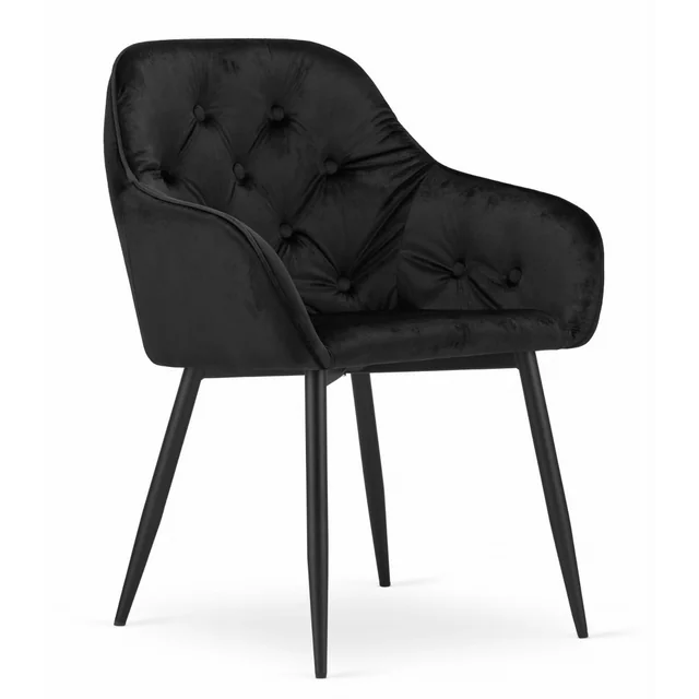 Chaise FORIO - velours noir / pieds noirs x 1