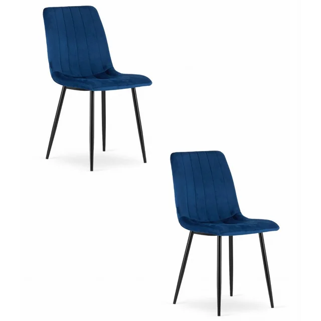 Chaise LAVA - velours bleu marine x 2