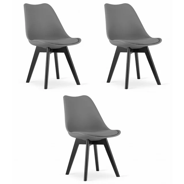 Chaise MARK - graphite / pieds noirs x 3