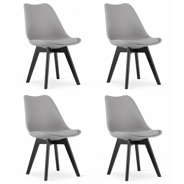 Chaise MARK - gris / pieds noirs x 4