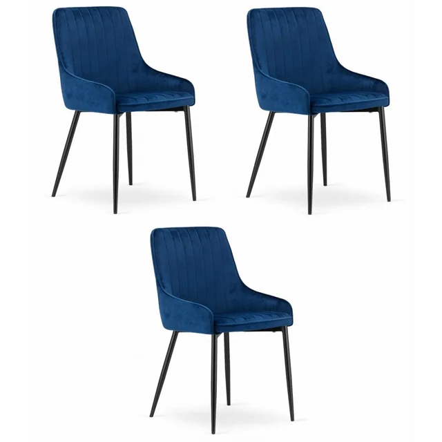 Chaise MONZA - velours bleu x 3