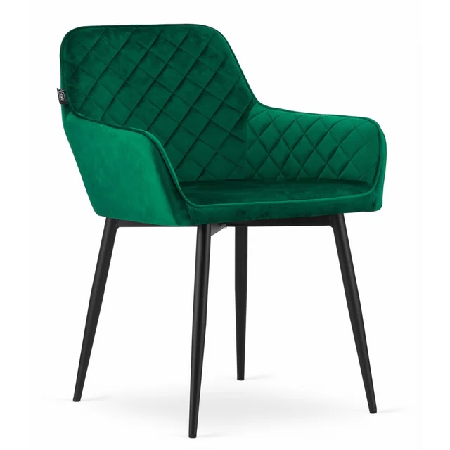 Chaise NOLA - velours vert / pieds noirs x 1