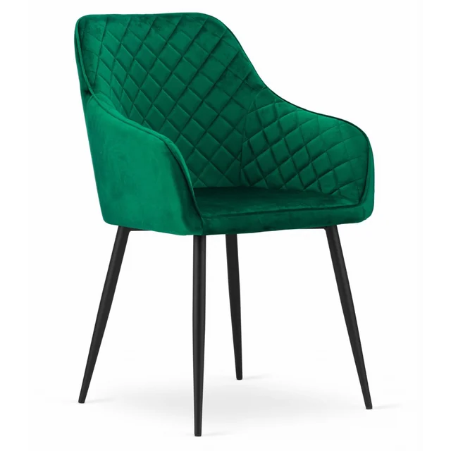 Chaise NUGAT - velours vert / pieds noirs x 1