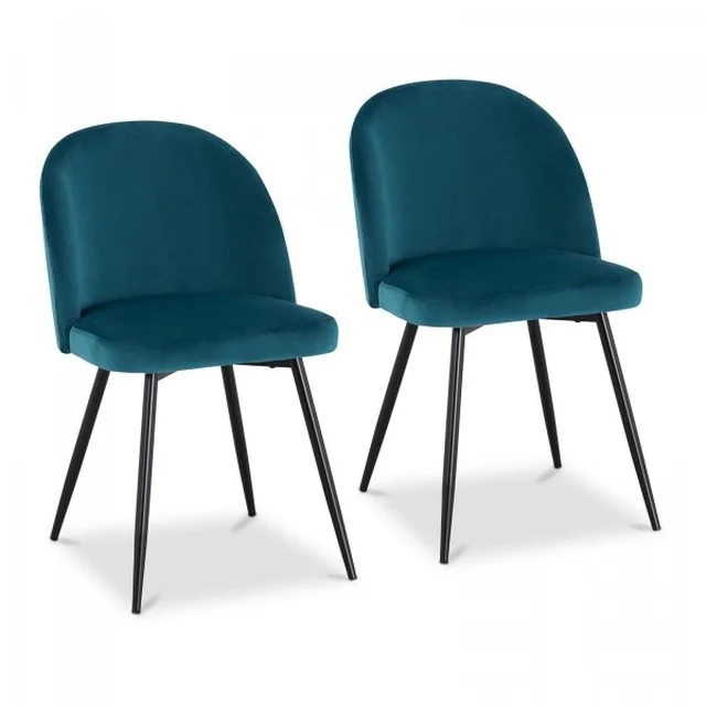 Chaise rembourrée - turquoise - velours - 2 pcs.De chez moi &amp; Starck 10260159 STAR_CON_101