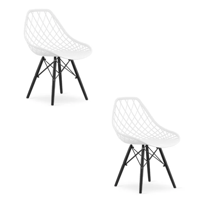 Chaise SAKAI - blanc / pieds noirs x 2