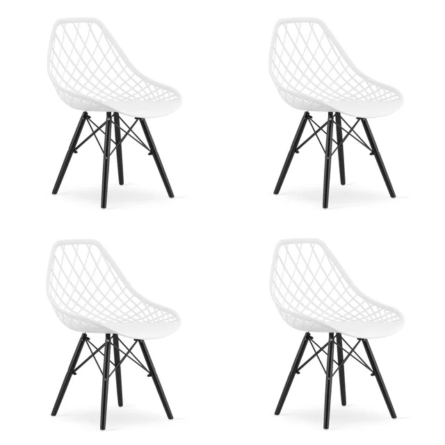 Chaise SAKAI - blanc / pieds noirs x 4