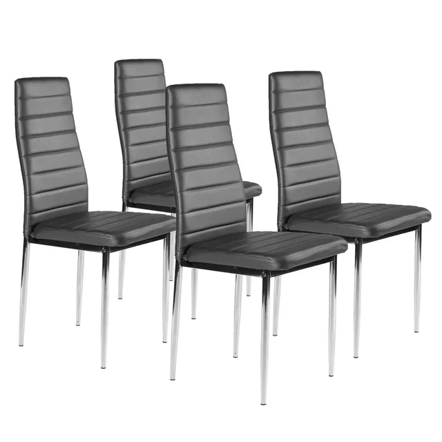 Chaises en éco-cuir pour le salon et la salle à manger, 4szt., pieds gris chromés