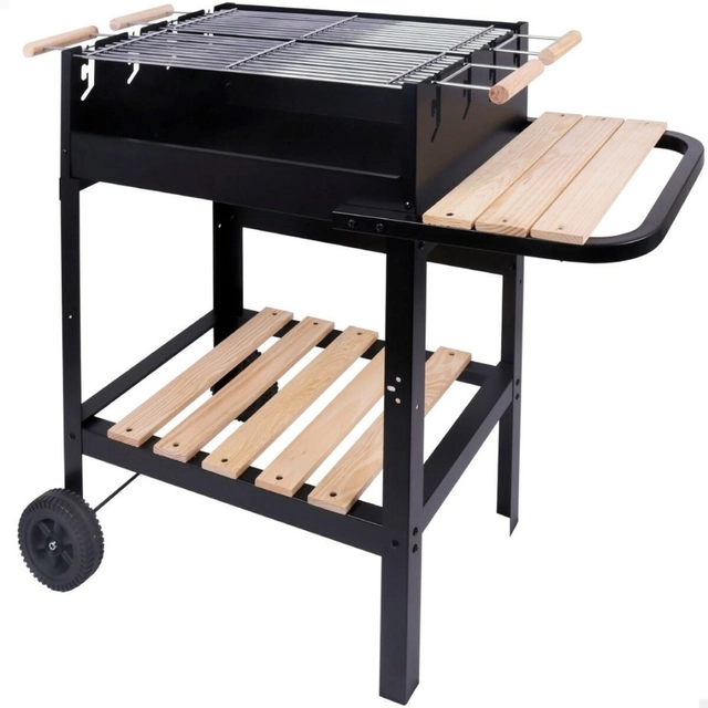 Charcoal Grill on Wheels Aktive Metal enamelled 100,5 x 88,5 x 40 cm Black