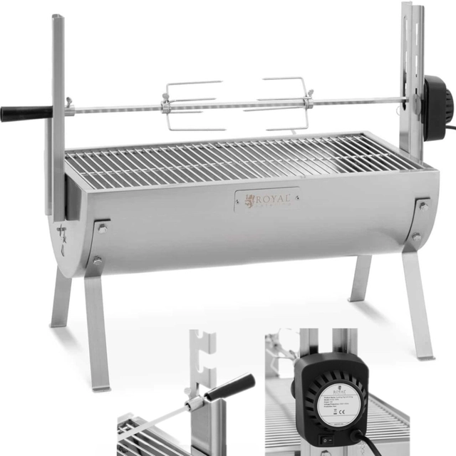 Charcoal grill with an electric rotisserie for roasting piglet 4 W 15 kg 82 cm