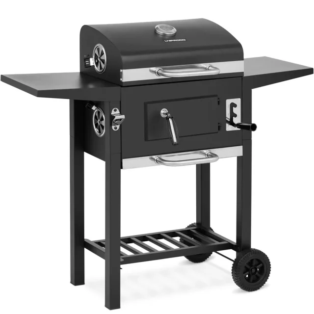 Charcoal grill with smokehouse 2 shelves STEEL