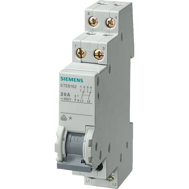 Chave de controle modular Siemens 2-pozycyjny (I-II) 400V AC 20A 2CO 5TE8162