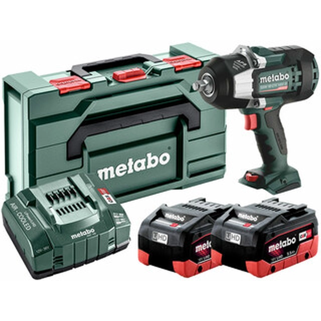 Chave de impacto sem fio Metabo SSW 18 LTX 1450 BL 18 V | 1450 Nm | 1/2 polegadas | Carbono sem escova | 2 x 5,5 Ah bateria + carregador | em metaBOX