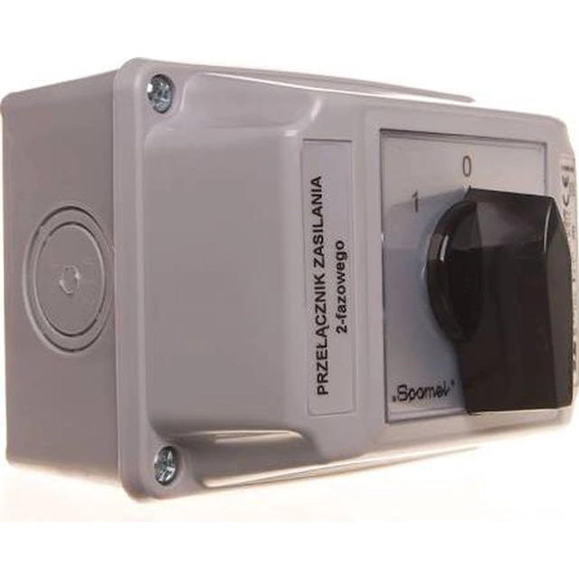 Chave Spamel Cam 1-0-2 2P 25A na caixa OB2 (ŁK25R-2.8338OB2)